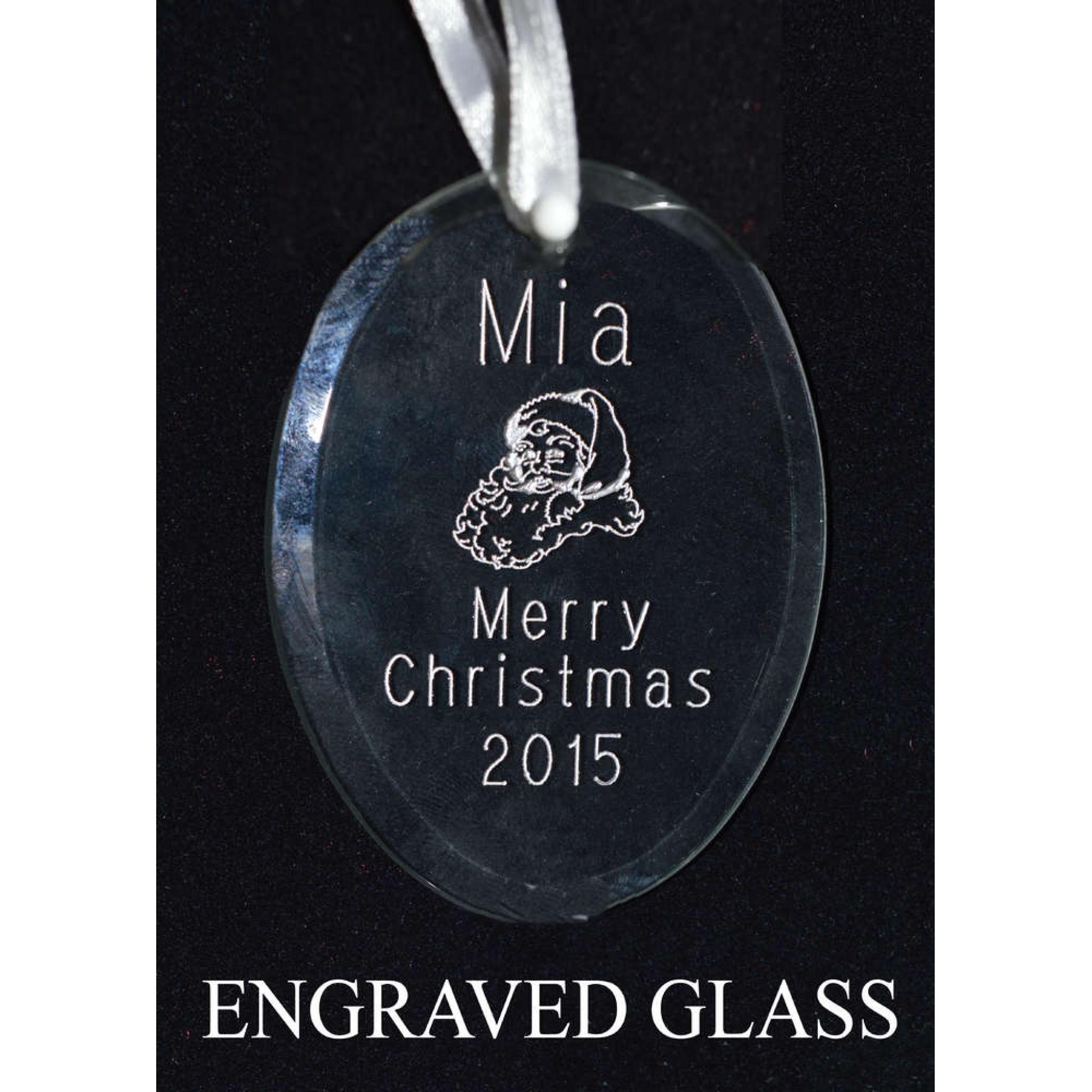 Personalised Glass Oval Christmas Tree Decoration