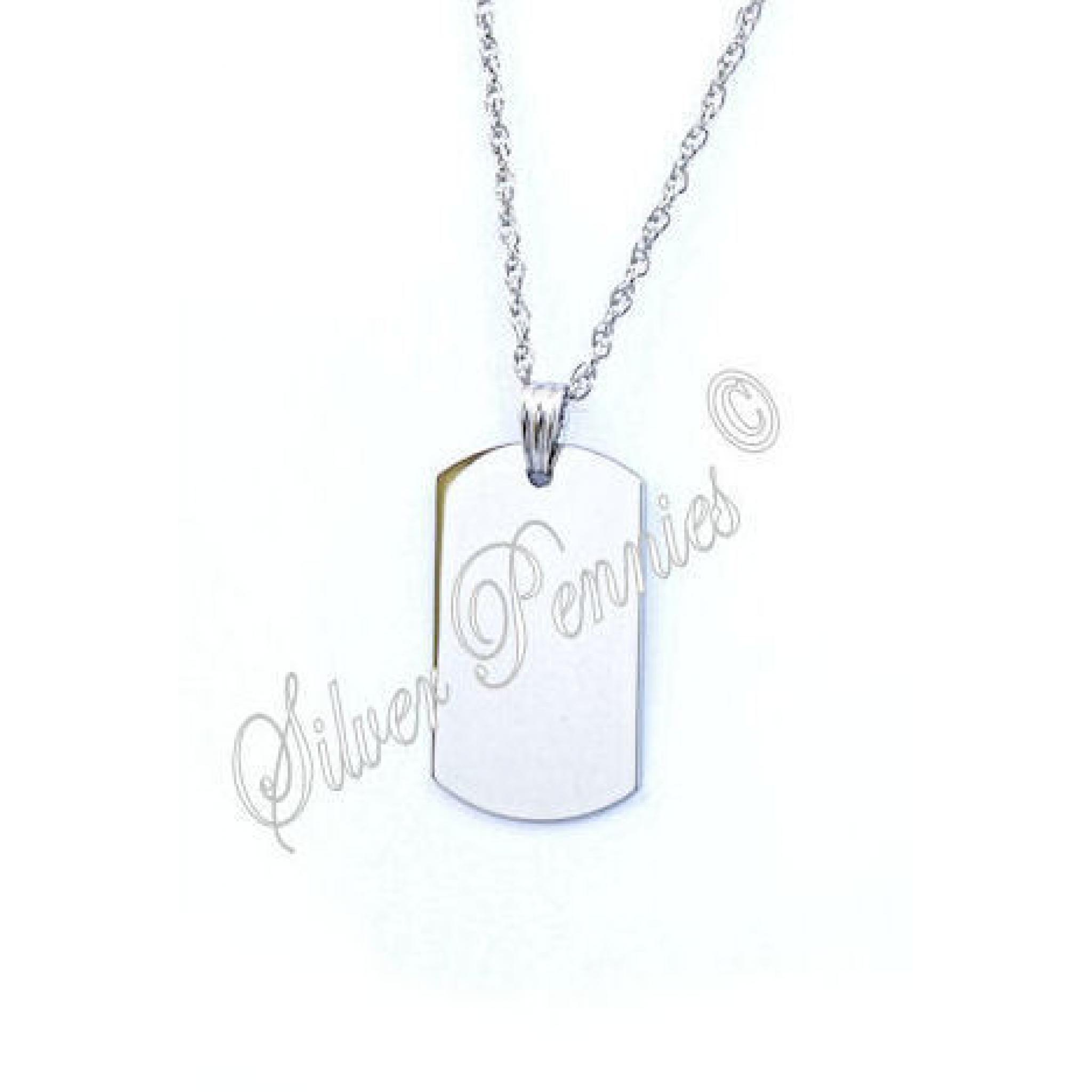 Engraved Pendant Necklace ID Tag LARGE
