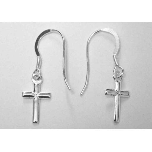 925 Sterling Silver Cross Hook Dangy Earrings