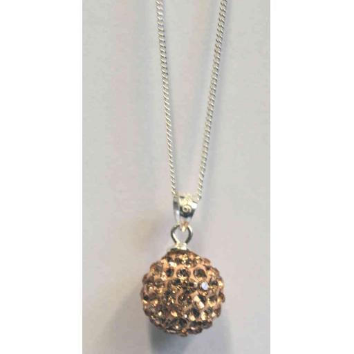925 Sterling Silver Crystal Ball Pendant Necklace.
