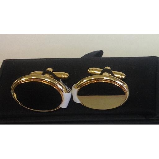 PERSONALISED Gold Plated Oval Cufflinks.