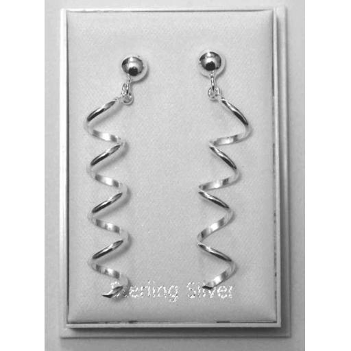 925 Sterling Silver Spiral Stud Dangly Earrings