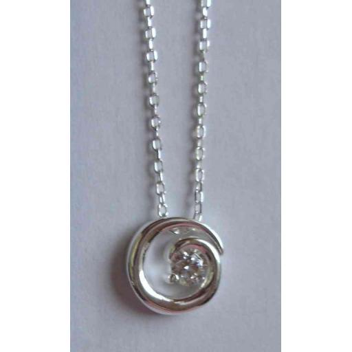 925 Silver Spiral Cubic Zirconia Pendant Necklace
