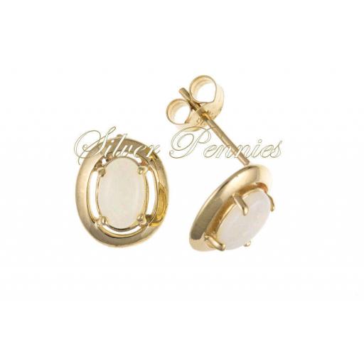 9ct Gold Opal Stud Earrings