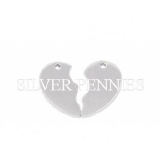 Engraved Pendant Necklace Pair Split Heart