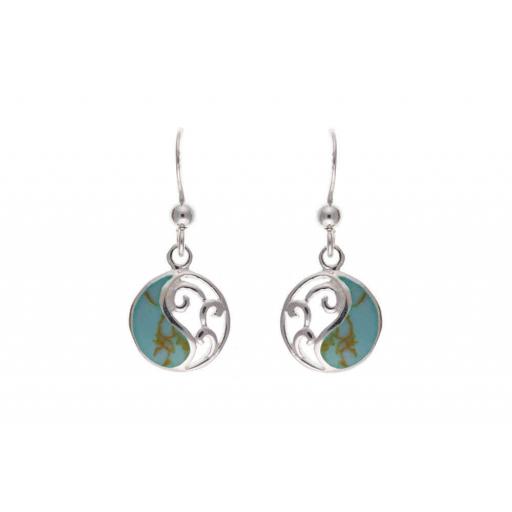 925 Sterling Silver Turquoise Dangly Earrings
