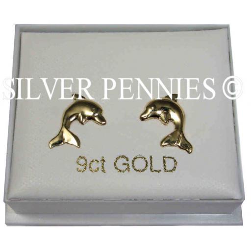 9ct Gold Dolphin Stud Earrings
