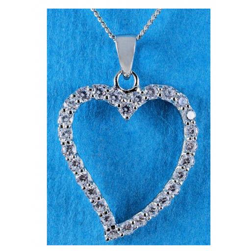 Clear Cubic Zirconia Open Heart Pendant Necklace.jpg