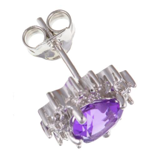 Sterling Silver real Diamond and Amethyst earrings